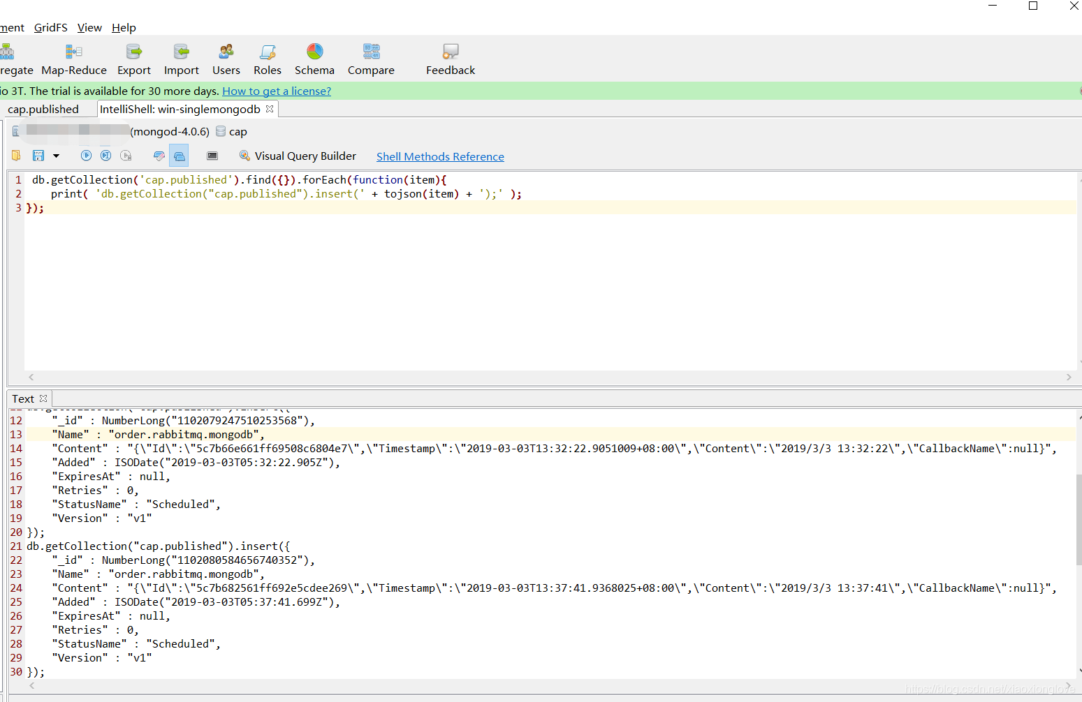 mongodb 数据如何生成Insert 语句的示例